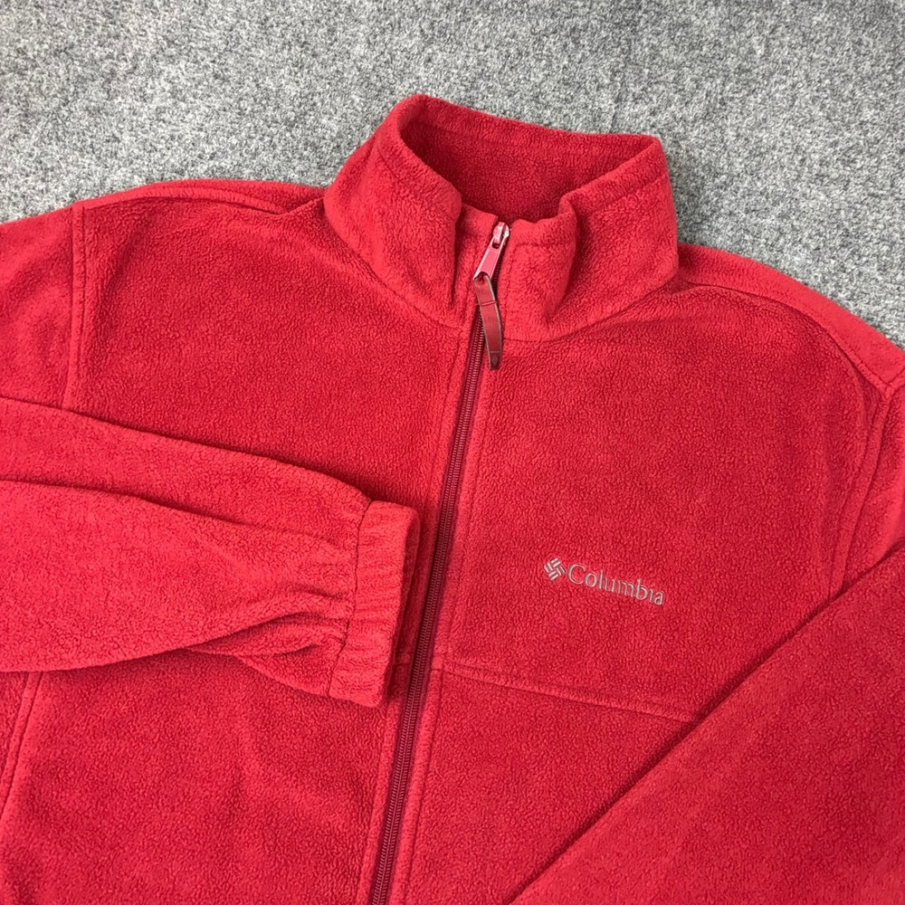Vintage Columbia Mens Size Large Fleece Jacket Red Full Zip Mock Neck